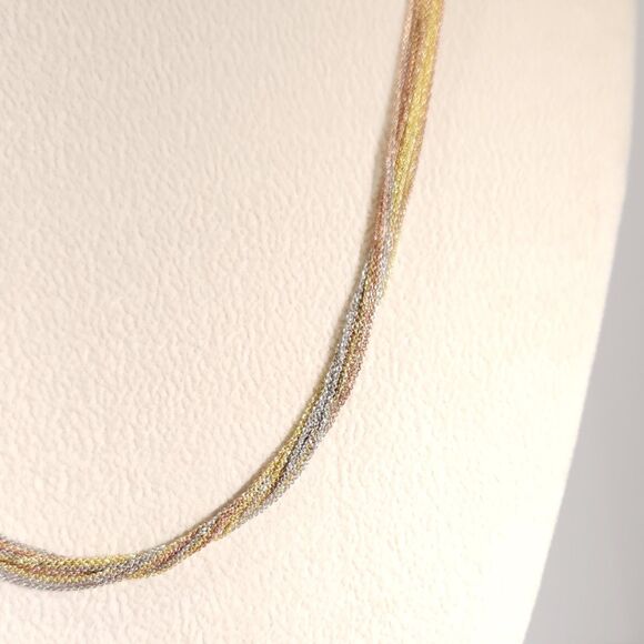 Necklace Multi Strands of Rose Gold, Yellow Gold & Sterling Silver - Picture 4 of 8